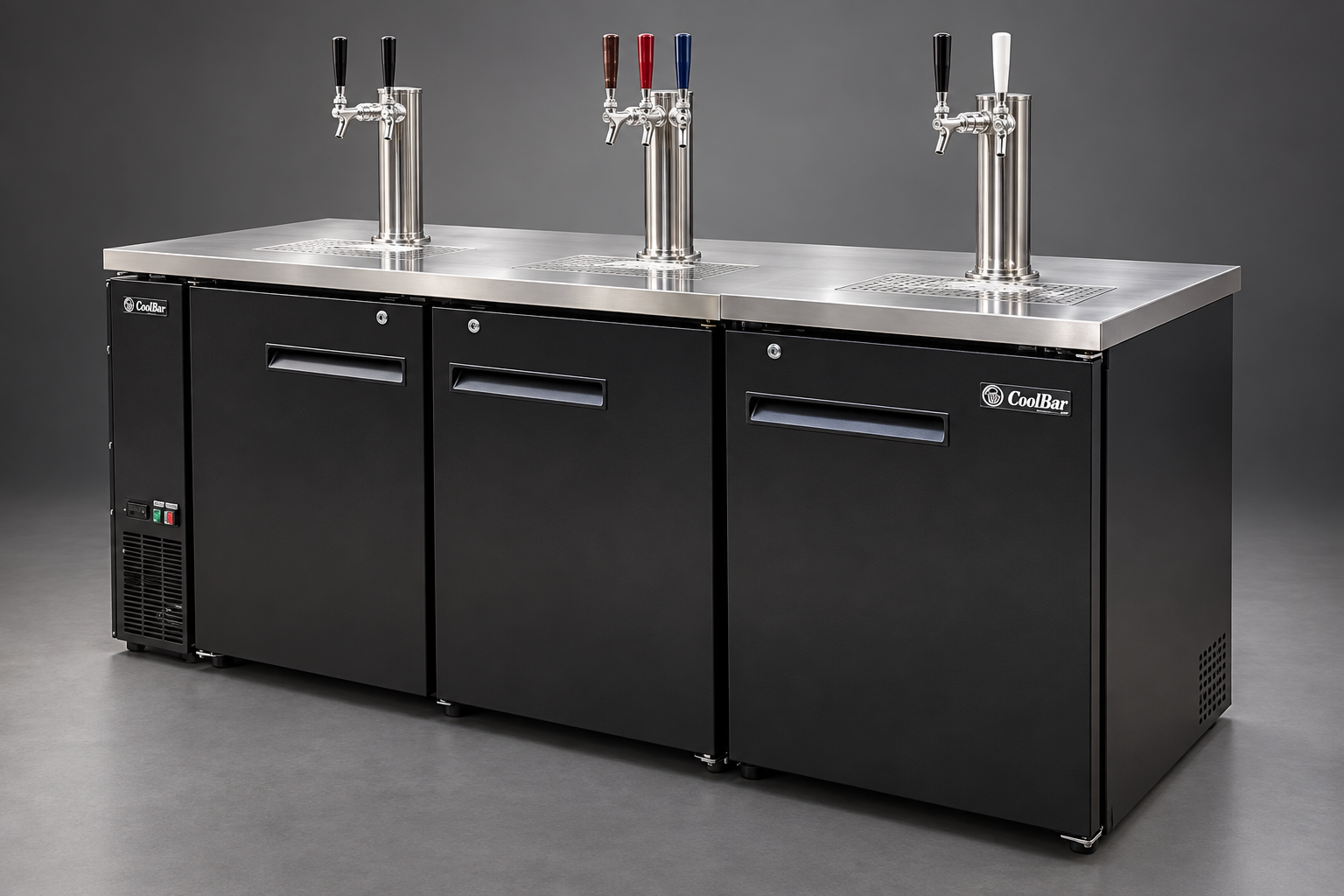 Kegerator con gabinete refrigerado en presentación de estudio