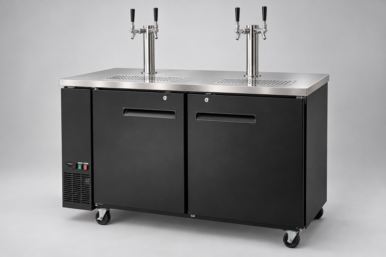 Gabinete Kegerator para ocho barriles con dos torres dobles